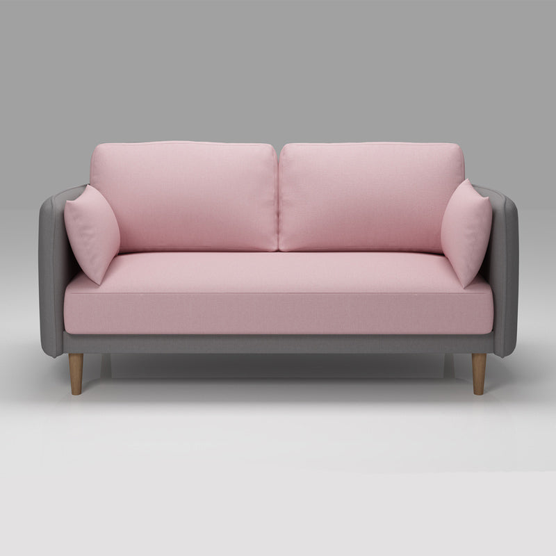 Tuxedo Arm Sofa Scandinavian Fabric Sofa 29.13" D x 31.89" H Pink Clearhalo 'furn' 'furn_sofas' 'Furniture' 'furniture_sofas' 'kitchen' 'kitchen_sofas' 'Living Room Furniture' 'Sofa' 'sofas' 4625438