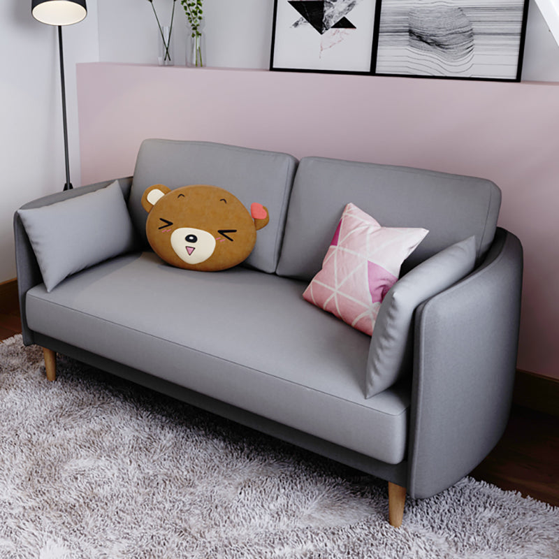 Tuxedo Arm Sofa Scandinavian Fabric Sofa 29.13" D x 31.89" H 55"L x 31"W x 29"H Gray Clearhalo 'furn' 'furn_sofas' 'Furniture' 'furniture_sofas' 'kitchen' 'kitchen_sofas' 'Living Room Furniture' 'Sofa' 'sofas' 4625443