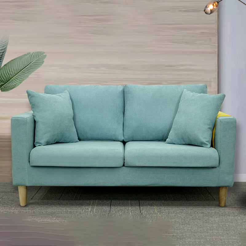 Modern Style Solid Wood Base Namib Material Cushion with Pillow Rectangular Sofa Clearhalo 'furn' 'furn_sofas' 'Furniture' 'furniture_sofas' 'kitchen' 'kitchen_sofas' 'Living Room Furniture' 'Sofa' 'sofas' 4625449