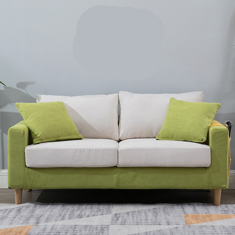 Modern Style Solid Wood Base Namib Material Cushion with Pillow Rectangular Sofa Army Green-White Clearhalo 'furn' 'furn_sofas' 'Furniture' 'furniture_sofas' 'kitchen' 'kitchen_sofas' 'Living Room Furniture' 'Sofa' 'sofas' 4625451