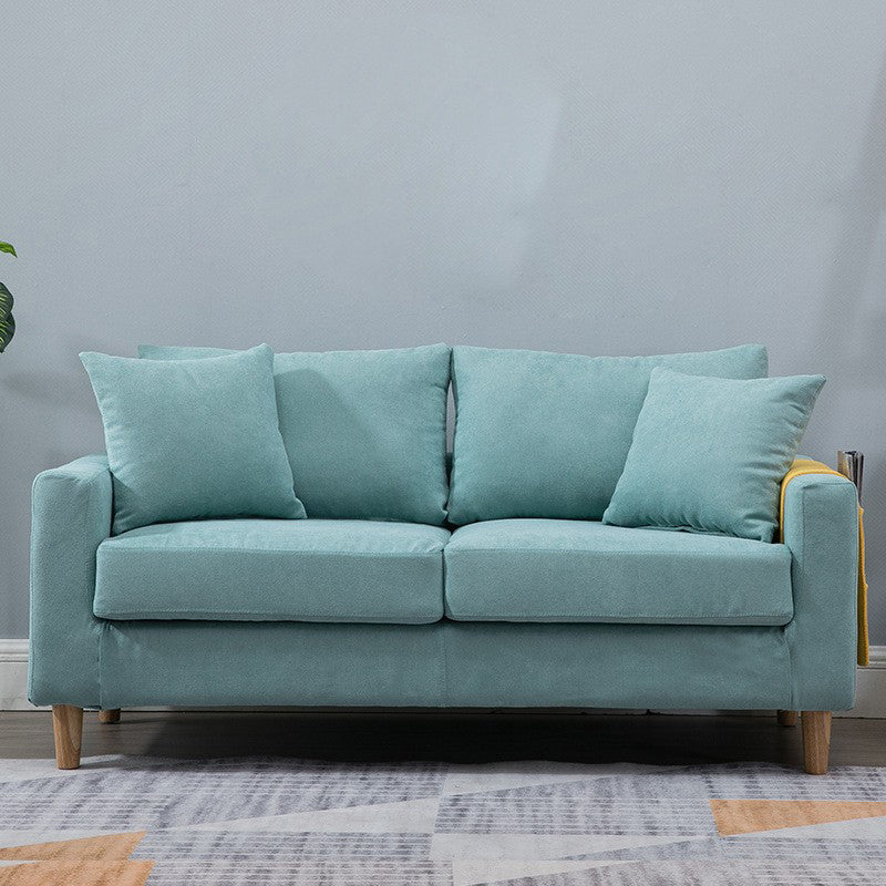 Modern Style Solid Wood Base Namib Material Cushion with Pillow Rectangular Sofa Mint Green Clearhalo 'furn' 'furn_sofas' 'Furniture' 'furniture_sofas' 'kitchen' 'kitchen_sofas' 'Living Room Furniture' 'Sofa' 'sofas' 4625461