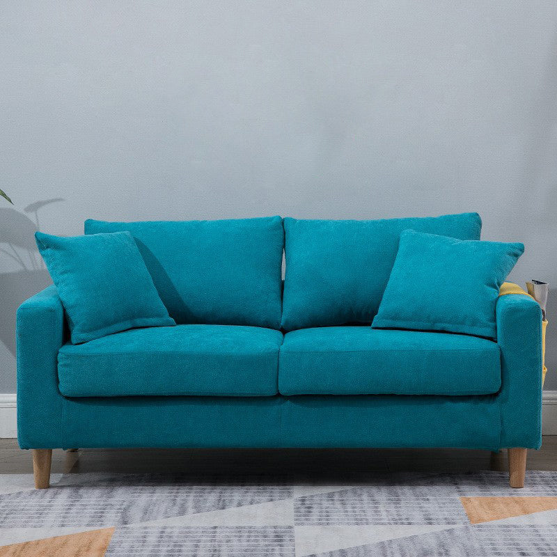 Modern Style Solid Wood Base Namib Material Cushion with Pillow Rectangular Sofa Lake Blue Clearhalo 'furn' 'furn_sofas' 'Furniture' 'furniture_sofas' 'kitchen' 'kitchen_sofas' 'Living Room Furniture' 'Sofa' 'sofas' 4625466