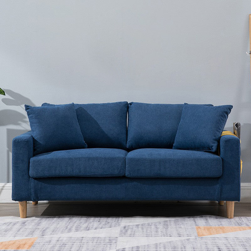 Modern Style Solid Wood Base Namib Material Cushion with Pillow Rectangular Sofa Dark Blue Clearhalo 'furn' 'furn_sofas' 'Furniture' 'furniture_sofas' 'kitchen' 'kitchen_sofas' 'Living Room Furniture' 'Sofa' 'sofas' 4625468