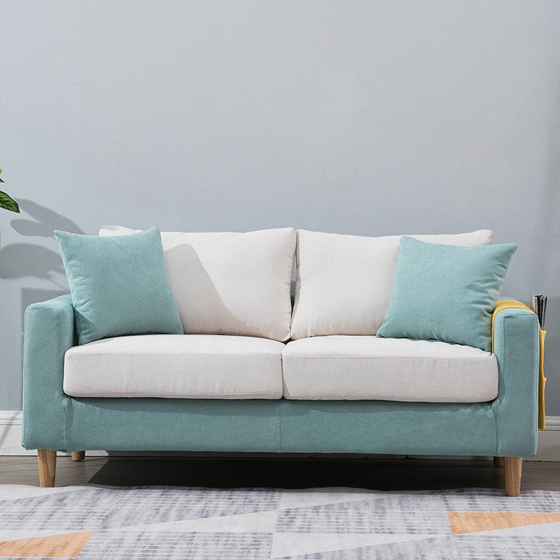 Modern Style Solid Wood Base Namib Material Cushion with Pillow Rectangular Sofa Green-White Clearhalo 'furn' 'furn_sofas' 'Furniture' 'furniture_sofas' 'kitchen' 'kitchen_sofas' 'Living Room Furniture' 'Sofa' 'sofas' 4625469