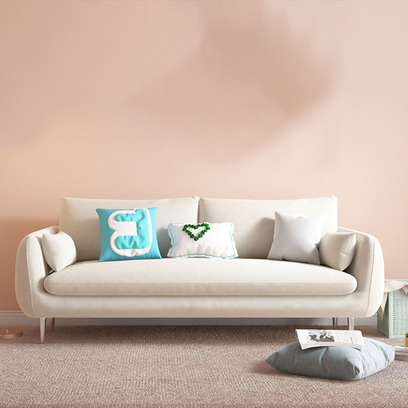 Modernism Standard 4 Legs Sofa Square Arm Sofa for Living Room 59"L x 31.5"W x 31.5"H Off-White Latex Clearhalo 'furn' 'furn_sofas' 'Furniture' 'furniture_sofas' 'kitchen' 'kitchen_sofas' 'Living Room Furniture' 'Sofa' 'sofas' 4625474