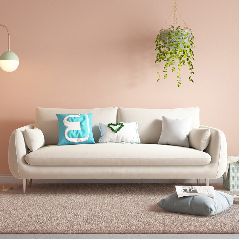 Modernism Standard 4 Legs Sofa Square Arm Sofa for Living Room 71"L x 31"W x 31"H Off-White Latex Clearhalo 'furn' 'furn_sofas' 'Furniture' 'furniture_sofas' 'kitchen' 'kitchen_sofas' 'Living Room Furniture' 'Sofa' 'sofas' 4625475