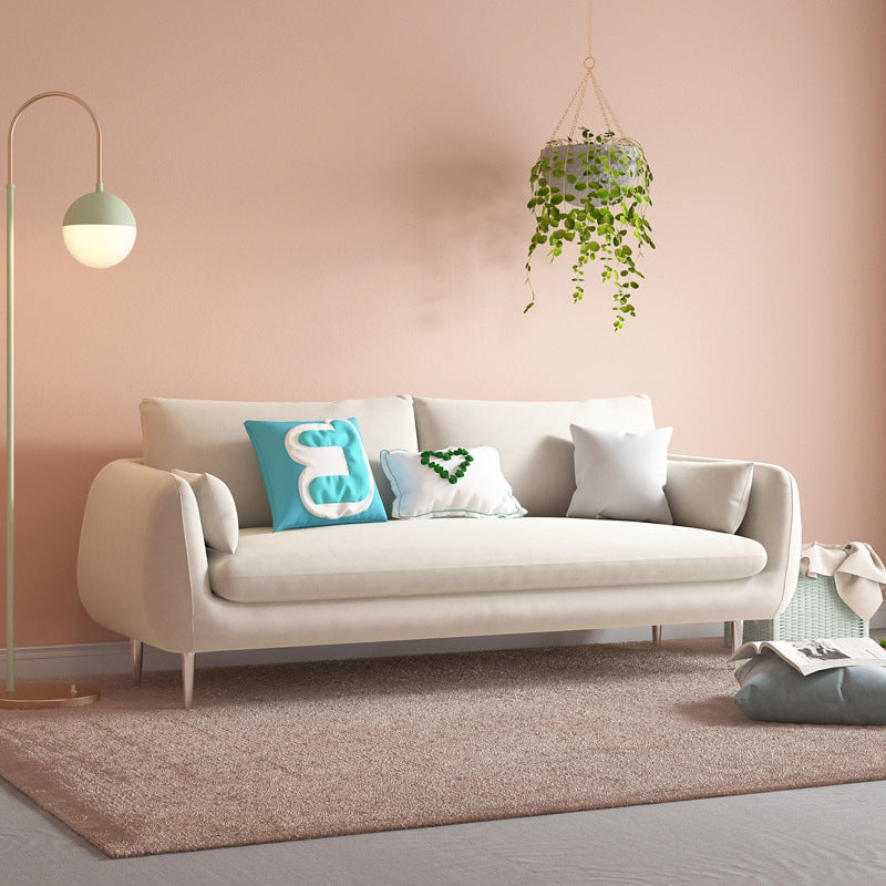 Modernism Standard 4 Legs Sofa Square Arm Sofa for Living Room 59"L x 31.5"W x 31.5"H Off-White Sponge Clearhalo 'furn' 'furn_sofas' 'Furniture' 'furniture_sofas' 'kitchen' 'kitchen_sofas' 'Living Room Furniture' 'Sofa' 'sofas' 4625478