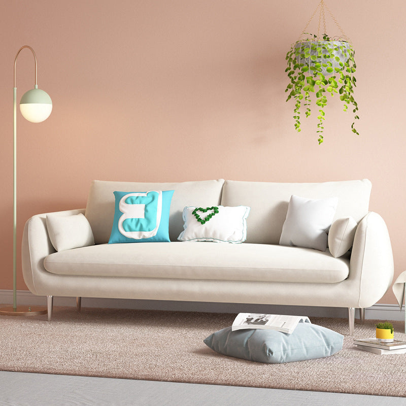 Modernism Standard 4 Legs Sofa Square Arm Sofa for Living Room 79"L x 31"W x 31"H Off-White Latex Clearhalo 'furn' 'furn_sofas' 'Furniture' 'furniture_sofas' 'kitchen' 'kitchen_sofas' 'Living Room Furniture' 'Sofa' 'sofas' 4625480