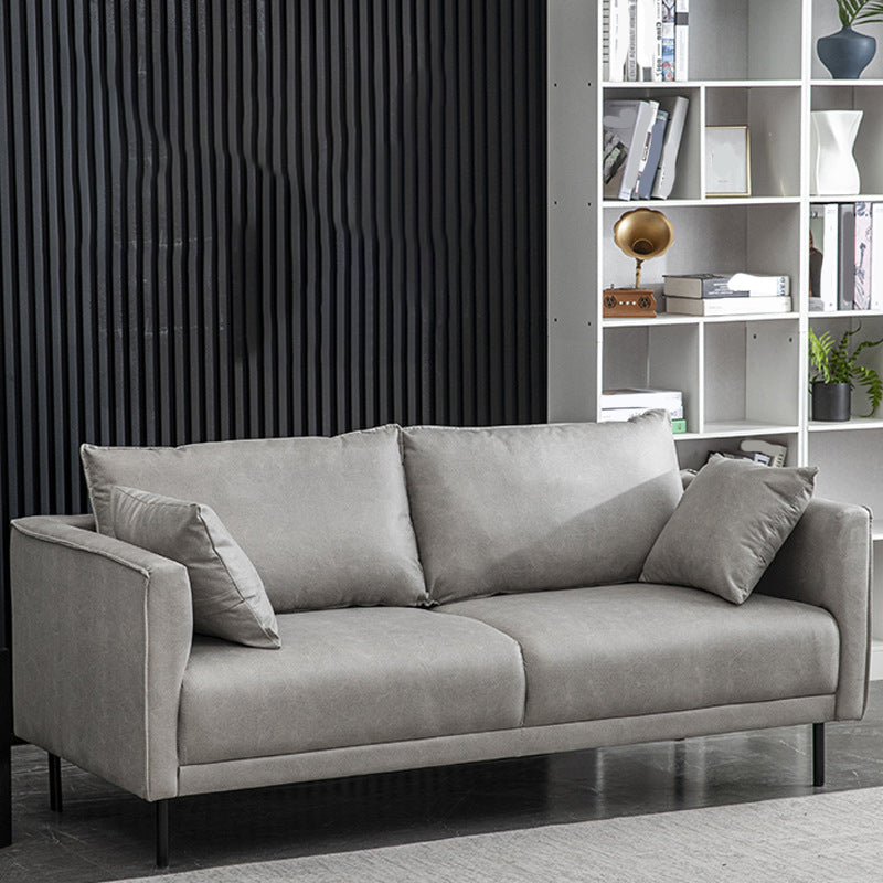 Modern Style Solid Wood Base Sponge Cushion Filled with Pillow Rectangular Sofa 51.2"L x 29.5"W x 29.5"H Light Gray Clearhalo 'furn' 'furn_sofas' 'Furniture' 'furniture_sofas' 'kitchen' 'kitchen_sofas' 'Living Room Furniture' 'Sofa' 'sofas' 4625498