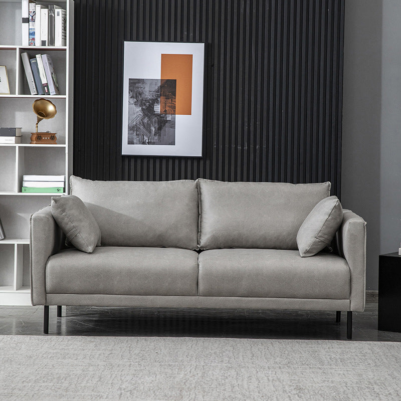 Modern Style Solid Wood Base Sponge Cushion Filled with Pillow Rectangular Sofa Light Gray Clearhalo 'furn' 'furn_sofas' 'Furniture' 'furniture_sofas' 'kitchen' 'kitchen_sofas' 'Living Room Furniture' 'Sofa' 'sofas' 4625500