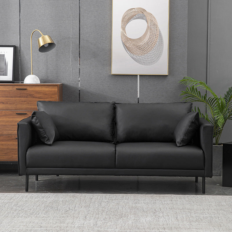 Modern Style Solid Wood Base Sponge Cushion Filled with Pillow Rectangular Sofa Black Clearhalo 'furn' 'furn_sofas' 'Furniture' 'furniture_sofas' 'kitchen' 'kitchen_sofas' 'Living Room Furniture' 'Sofa' 'sofas' 4625512
