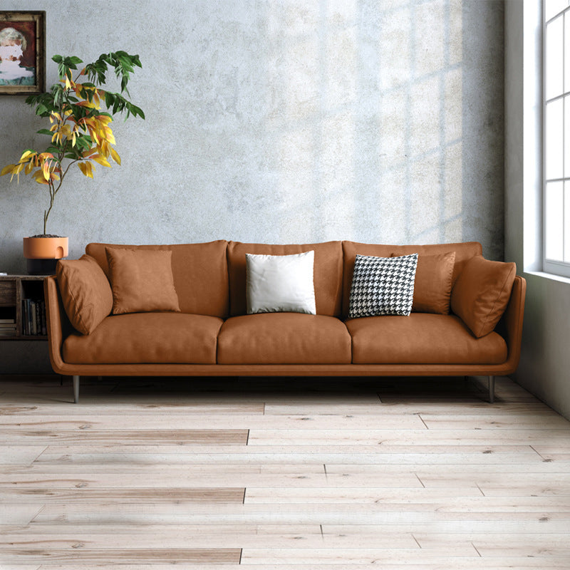 Modernism Standard Sofa 3/4-seat Tuxedo Arm Sofa for Living Room 83''L x36"W x 31.5"H Orange Clearhalo 'furn' 'furn_sofas' 'Furniture' 'furniture_sofas' 'kitchen' 'kitchen_sofas' 'Living Room Furniture' 'Sofa' 'sofas' 4625534