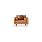 Faux Leather Biscuit Back Sofa 31.49" H Modernism Square Arm Sofa 35''L x32"W x 31.5"H Brown Clearhalo 'furn' 'furn_sofas' 'Furniture' 'furniture_sofas' 'kitchen' 'kitchen_sofas' 'Living Room Furniture' 'Sofa' 'sofas' 4625541