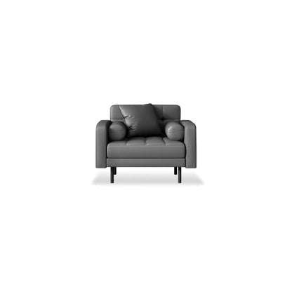 Faux Leather Biscuit Back Sofa 31.49" H Modernism Square Arm Sofa 35''L x32"W x 31.5"H Grey Clearhalo 'furn' 'furn_sofas' 'Furniture' 'furniture_sofas' 'kitchen' 'kitchen_sofas' 'Living Room Furniture' 'Sofa' 'sofas' 4625543