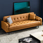 Faux Leather Biscuit Back Sofa 31.49" H Modernism Square Arm Sofa Clearhalo 'furn' 'furn_sofas' 'Furniture' 'furniture_sofas' 'kitchen' 'kitchen_sofas' 'Living Room Furniture' 'Sofa' 'sofas' 4625561