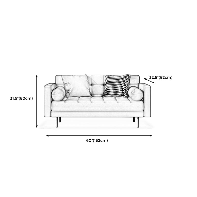 Faux Leather Biscuit Back Sofa 31.49" H Modernism Square Arm Sofa Clearhalo 'furn' 'furn_sofas' 'Furniture' 'furniture_sofas' 'kitchen' 'kitchen_sofas' 'Living Room Furniture' 'Sofa' 'sofas' 4625564