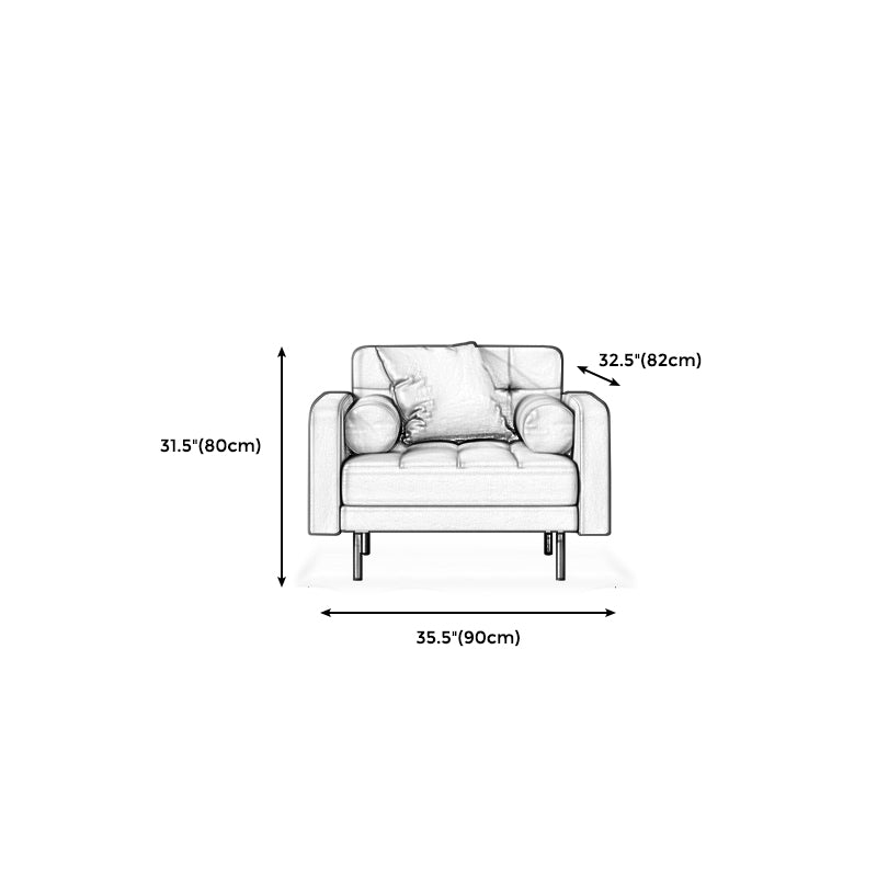 Faux Leather Biscuit Back Sofa 31.49" H Modernism Square Arm Sofa Clearhalo 'furn' 'furn_sofas' 'Furniture' 'furniture_sofas' 'kitchen' 'kitchen_sofas' 'Living Room Furniture' 'Sofa' 'sofas' 4625567