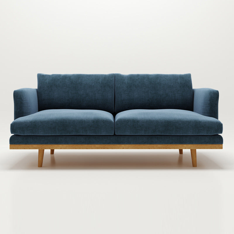Northern European Wooden 2/3-Seater Sofa Wood Legs Square Arm Sofa Blue Clearhalo 'furn' 'furn_sofas' 'Furniture' 'furniture_sofas' 'kitchen' 'kitchen_sofas' 'Living Room Furniture' 'Sofa' 'sofas' 4625574