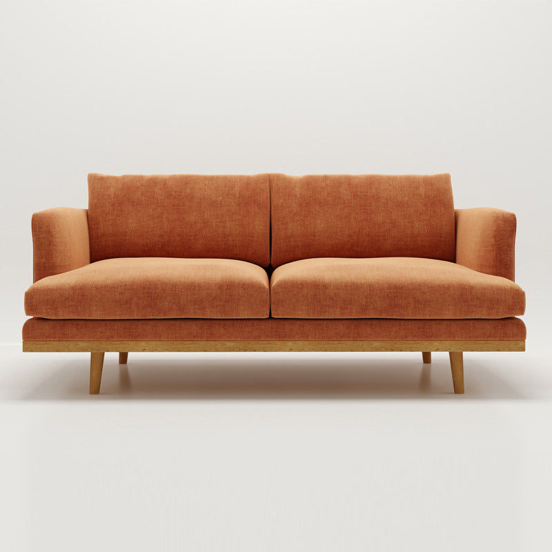 Northern European Wooden 2/3-Seater Sofa Wood Legs Square Arm Sofa Orange Clearhalo 'furn' 'furn_sofas' 'Furniture' 'furniture_sofas' 'kitchen' 'kitchen_sofas' 'Living Room Furniture' 'Sofa' 'sofas' 4625575