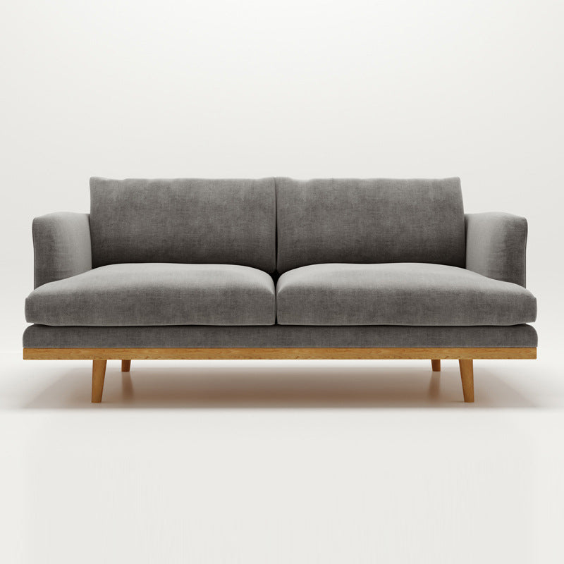 Northern European Wooden 2/3-Seater Sofa Wood Legs Square Arm Sofa Grey Clearhalo 'furn' 'furn_sofas' 'Furniture' 'furniture_sofas' 'kitchen' 'kitchen_sofas' 'Living Room Furniture' 'Sofa' 'sofas' 4625580