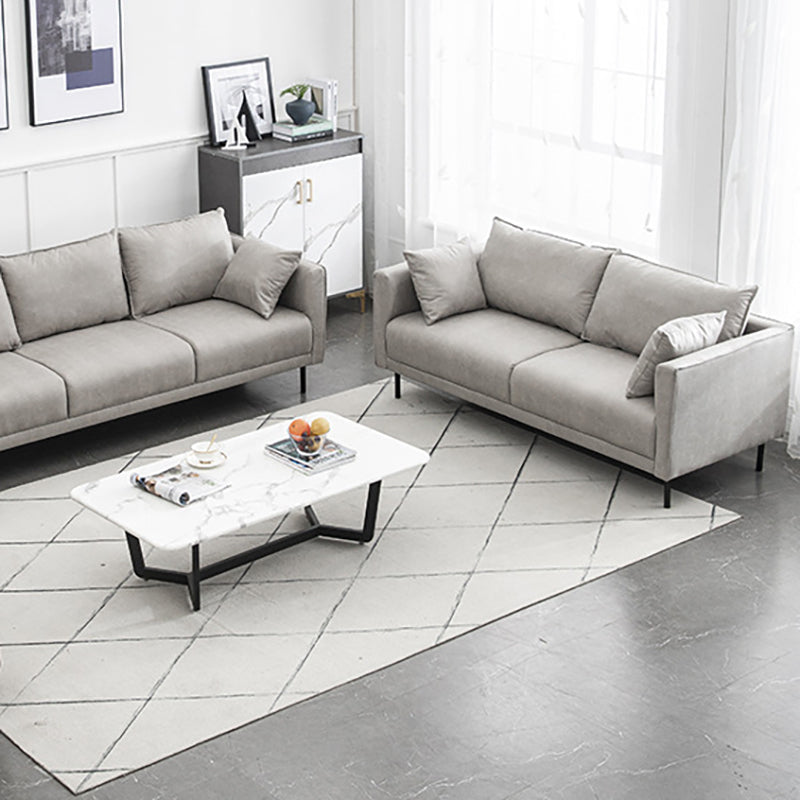 Modern Wooden Rectangular Sofa with Square Armrests and Pillows Clearhalo 'furn' 'furn_sofas' 'Furniture' 'furniture_sofas' 'kitchen' 'kitchen_sofas' 'Living Room Furniture' 'Sofa' 'sofas' 4625587