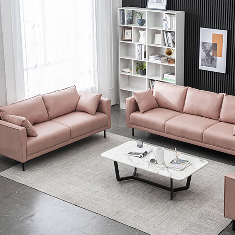 Modern Wooden Rectangular Sofa with Square Armrests and Pillows Clearhalo 'furn' 'furn_sofas' 'Furniture' 'furniture_sofas' 'kitchen' 'kitchen_sofas' 'Living Room Furniture' 'Sofa' 'sofas' 4625592