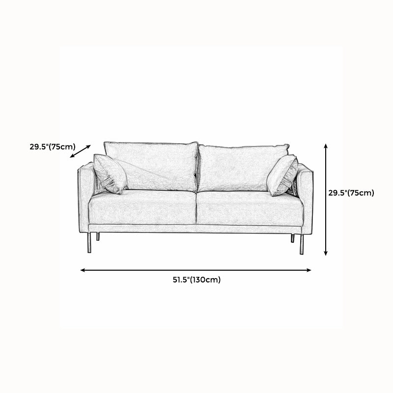 Modern Wooden Rectangular Sofa with Square Armrests and Pillows Clearhalo 'furn' 'furn_sofas' 'Furniture' 'furniture_sofas' 'kitchen' 'kitchen_sofas' 'Living Room Furniture' 'Sofa' 'sofas' 4625609