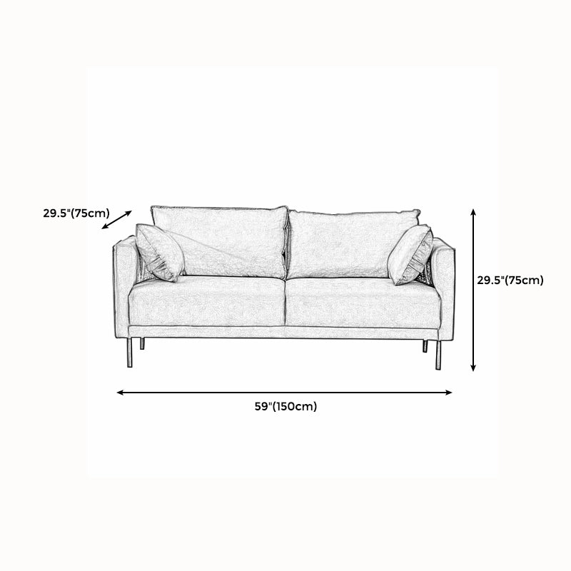 Modern Wooden Rectangular Sofa with Square Armrests and Pillows Clearhalo 'furn' 'furn_sofas' 'Furniture' 'furniture_sofas' 'kitchen' 'kitchen_sofas' 'Living Room Furniture' 'Sofa' 'sofas' 4625610