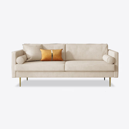 Velvet 2/3-Seat Mid-Century Modern 31.5" Wide Square Arm Sofa Off-White Clearhalo 'furn' 'furn_sofas' 'Furniture' 'furniture_sofas' 'kitchen' 'kitchen_sofas' 'Living Room Furniture' 'Sofa' 'sofas' 4625612