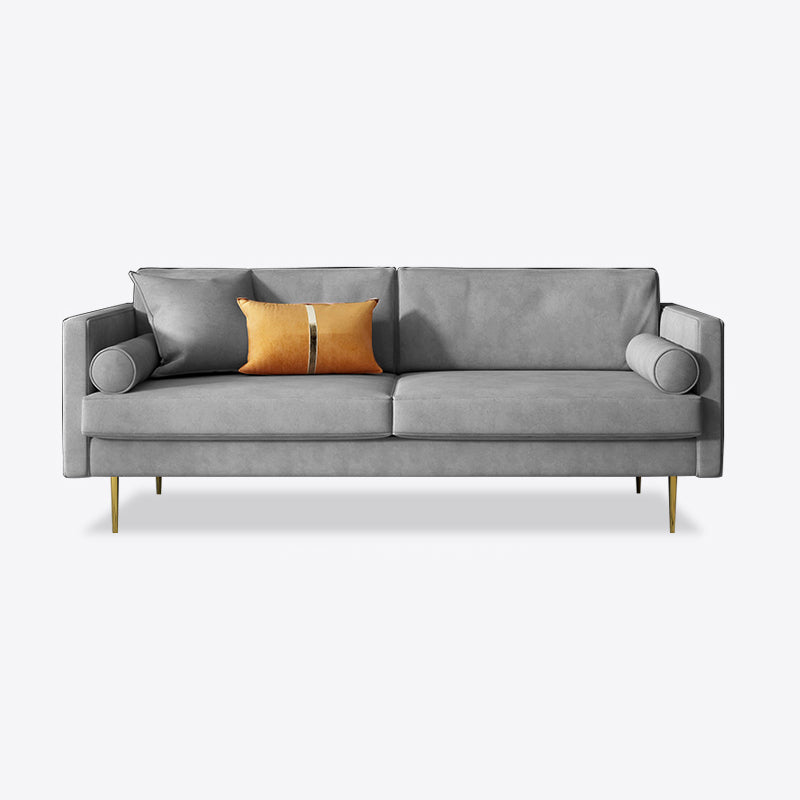 Velvet 2/3-Seat Mid-Century Modern 31.5" Wide Square Arm Sofa Grey Clearhalo 'furn' 'furn_sofas' 'Furniture' 'furniture_sofas' 'kitchen' 'kitchen_sofas' 'Living Room Furniture' 'Sofa' 'sofas' 4625615