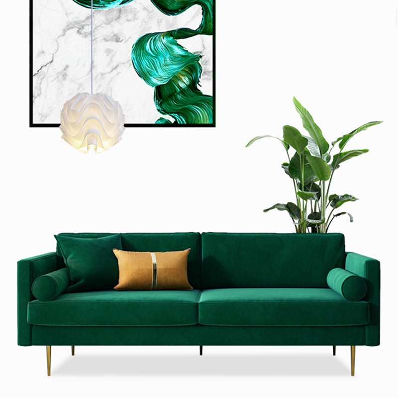 Velvet 2/3-Seat Mid-Century Modern 31.5" Wide Square Arm Sofa Clearhalo 'furn' 'furn_sofas' 'Furniture' 'furniture_sofas' 'kitchen' 'kitchen_sofas' 'Living Room Furniture' 'Sofa' 'sofas' 4625616