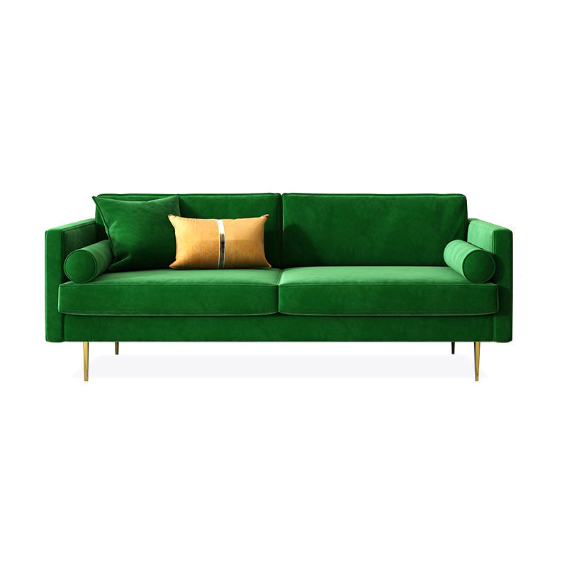 Velvet 2/3-Seat Mid-Century Modern 31.5" Wide Square Arm Sofa Green Clearhalo 'furn' 'furn_sofas' 'Furniture' 'furniture_sofas' 'kitchen' 'kitchen_sofas' 'Living Room Furniture' 'Sofa' 'sofas' 4625617