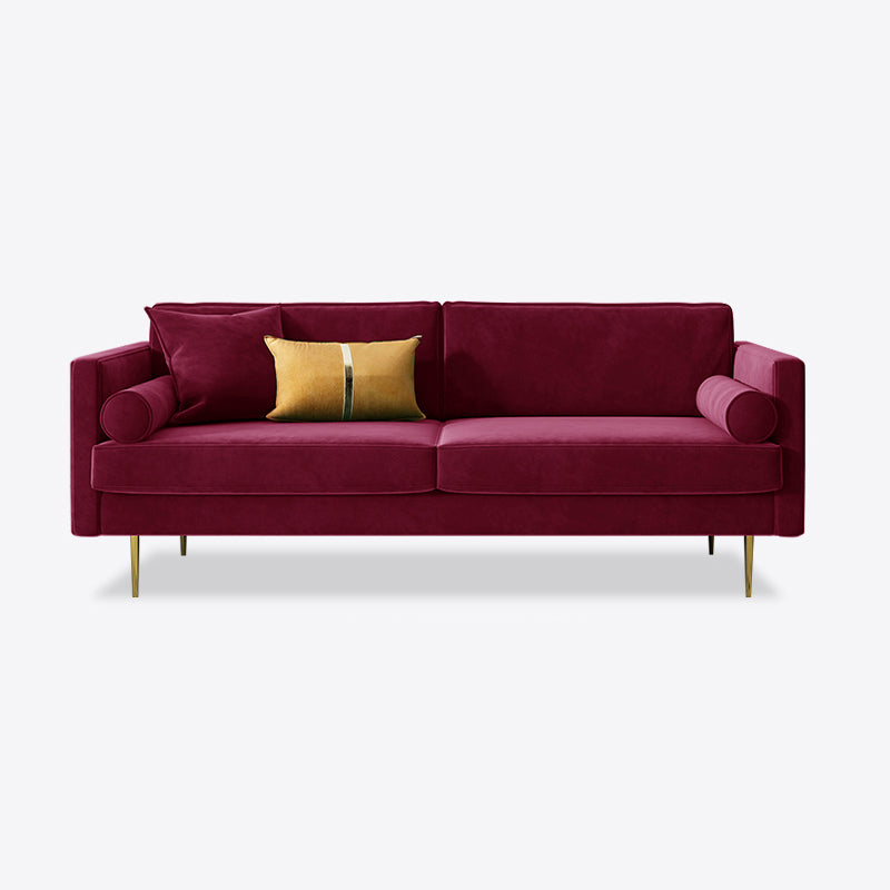 Velvet 2/3-Seat Mid-Century Modern 31.5" Wide Square Arm Sofa Purple Clearhalo 'furn' 'furn_sofas' 'Furniture' 'furniture_sofas' 'kitchen' 'kitchen_sofas' 'Living Room Furniture' 'Sofa' 'sofas' 4625622