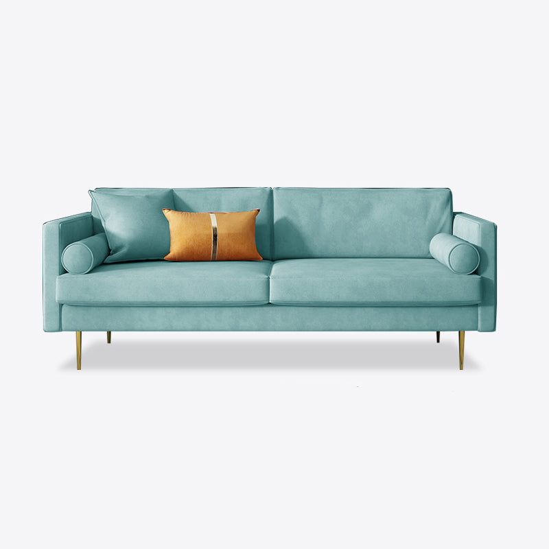 Velvet 2/3-Seat Mid-Century Modern 31.5" Wide Square Arm Sofa Blue Clearhalo 'furn' 'furn_sofas' 'Furniture' 'furniture_sofas' 'kitchen' 'kitchen_sofas' 'Living Room Furniture' 'Sofa' 'sofas' 4625626