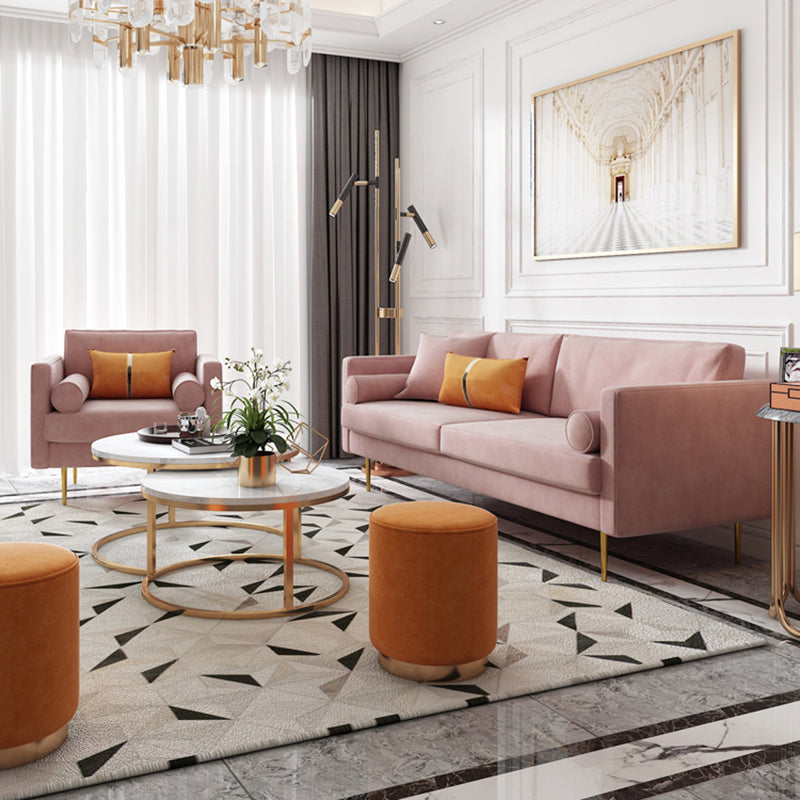 Velvet 2/3-Seat Mid-Century Modern 31.5" Wide Square Arm Sofa Clearhalo 'furn' 'furn_sofas' 'Furniture' 'furniture_sofas' 'kitchen' 'kitchen_sofas' 'Living Room Furniture' 'Sofa' 'sofas' 4625634