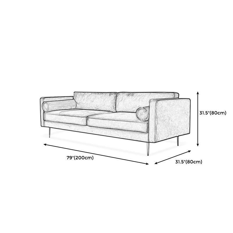 Velvet 2/3-Seat Mid-Century Modern 31.5" Wide Square Arm Sofa Clearhalo 'furn' 'furn_sofas' 'Furniture' 'furniture_sofas' 'kitchen' 'kitchen_sofas' 'Living Room Furniture' 'Sofa' 'sofas' 4625637