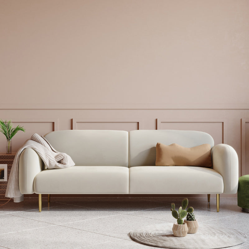 Modern Round Arm Standard Sofa 2/3-seater Metal Legs Sofa for Living Room Off-White Clearhalo 'furn' 'furn_sofas' 'Furniture' 'furniture_sofas' 'kitchen' 'kitchen_sofas' 'Living Room Furniture' 'Sofa' 'sofas' 4625638