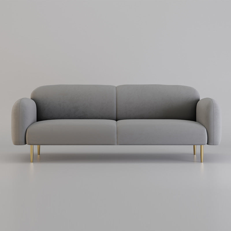 Modern Round Arm Standard Sofa 2/3-seater Metal Legs Sofa for Living Room Grey Clearhalo 'furn' 'furn_sofas' 'Furniture' 'furniture_sofas' 'kitchen' 'kitchen_sofas' 'Living Room Furniture' 'Sofa' 'sofas' 4625644