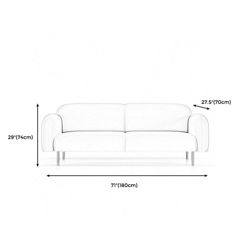 Modern Round Arm Standard Sofa 2/3-seater Metal Legs Sofa for Living Room Clearhalo 'furn' 'furn_sofas' 'Furniture' 'furniture_sofas' 'kitchen' 'kitchen_sofas' 'Living Room Furniture' 'Sofa' 'sofas' 4625650