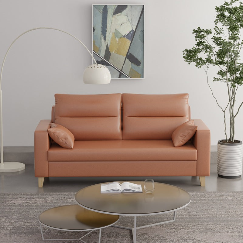 Polish Finish 2-seater Chaise Square Arm Sofa for Bonus Room Apartment Orange Clearhalo 'furn' 'furn_sofas' 'Furniture' 'furniture_sofas' 'kitchen' 'kitchen_sofas' 'Living Room Furniture' 'Sofa' 'sofas' 4625652