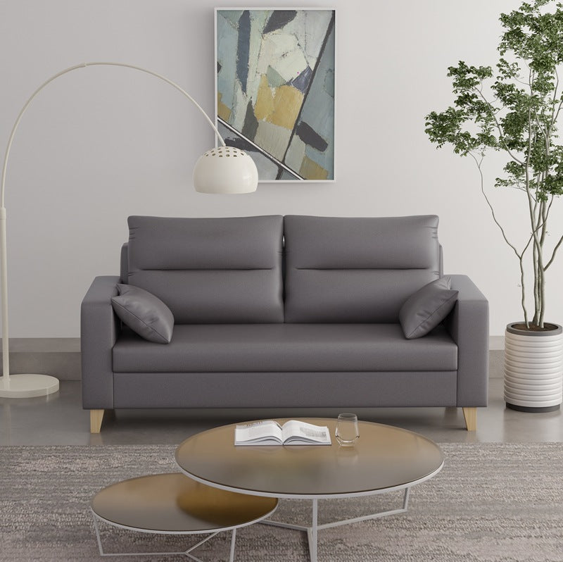 Polish Finish 2-seater Chaise Square Arm Sofa for Bonus Room Apartment Grey Clearhalo 'furn' 'furn_sofas' 'Furniture' 'furniture_sofas' 'kitchen' 'kitchen_sofas' 'Living Room Furniture' 'Sofa' 'sofas' 4625653