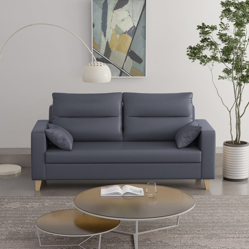 Polish Finish 2-seater Chaise Square Arm Sofa for Bonus Room Apartment Dark Gray Clearhalo 'furn' 'furn_sofas' 'Furniture' 'furniture_sofas' 'kitchen' 'kitchen_sofas' 'Living Room Furniture' 'Sofa' 'sofas' 4625654