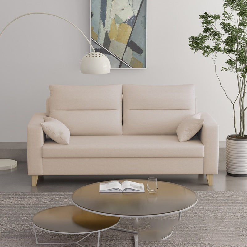 Polish Finish 2-seater Chaise Square Arm Sofa for Bonus Room Apartment Off-White Clearhalo 'furn' 'furn_sofas' 'Furniture' 'furniture_sofas' 'kitchen' 'kitchen_sofas' 'Living Room Furniture' 'Sofa' 'sofas' 4625658