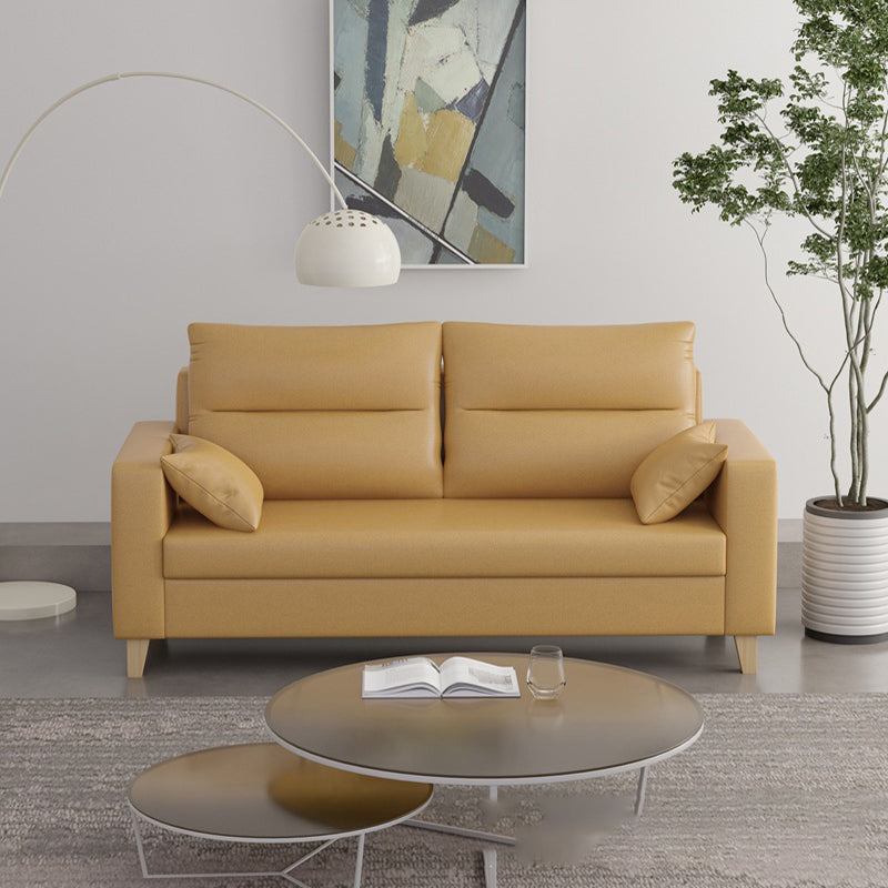 Polish Finish 2-seater Chaise Square Arm Sofa for Bonus Room Apartment Ginger Clearhalo 'furn' 'furn_sofas' 'Furniture' 'furniture_sofas' 'kitchen' 'kitchen_sofas' 'Living Room Furniture' 'Sofa' 'sofas' 4625659