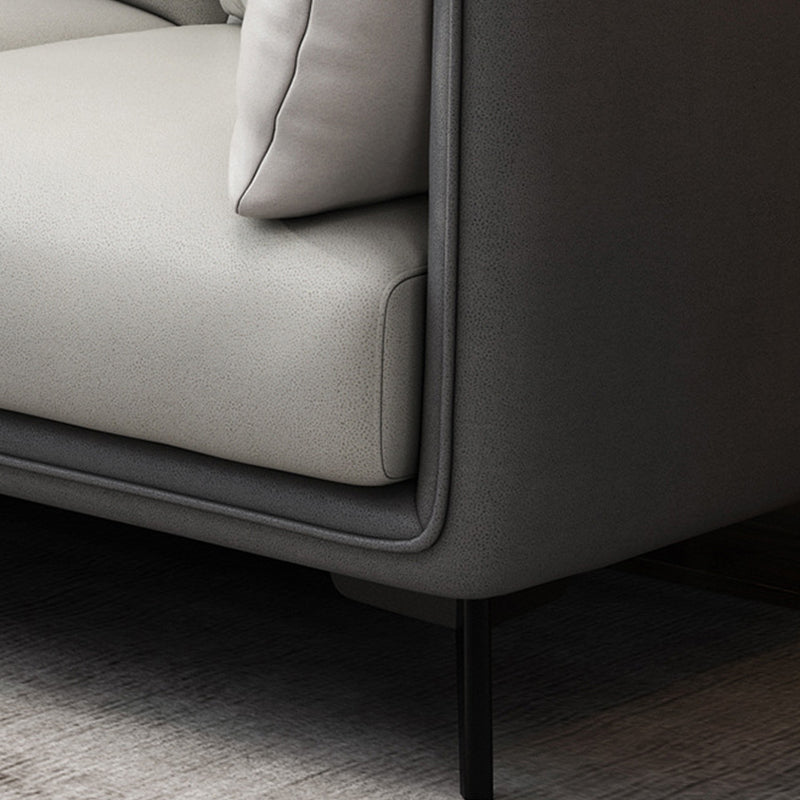 Faux Leather Settee Furniture Recessed Arm Standard Sofa with Pillows Clearhalo 'furn' 'furn_sofas' 'Furniture' 'furniture_sofas' 'kitchen' 'kitchen_sofas' 'Living Room Furniture' 'Sofa' 'sofas' 4625674