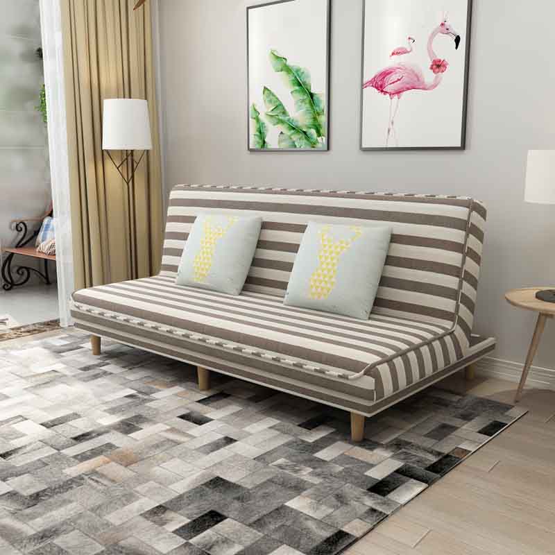 Convertible Armless Sofa 48"W Modern Sofa with Cotton Blend for Living Room Shallow Coffee Striped Clearhalo 'furn' 'furn_sofas' 'Furniture' 'furniture_sofas' 'kitchen' 'kitchen_sofas' 'Living Room Furniture' 'Sofa' 'sofas' 4625714