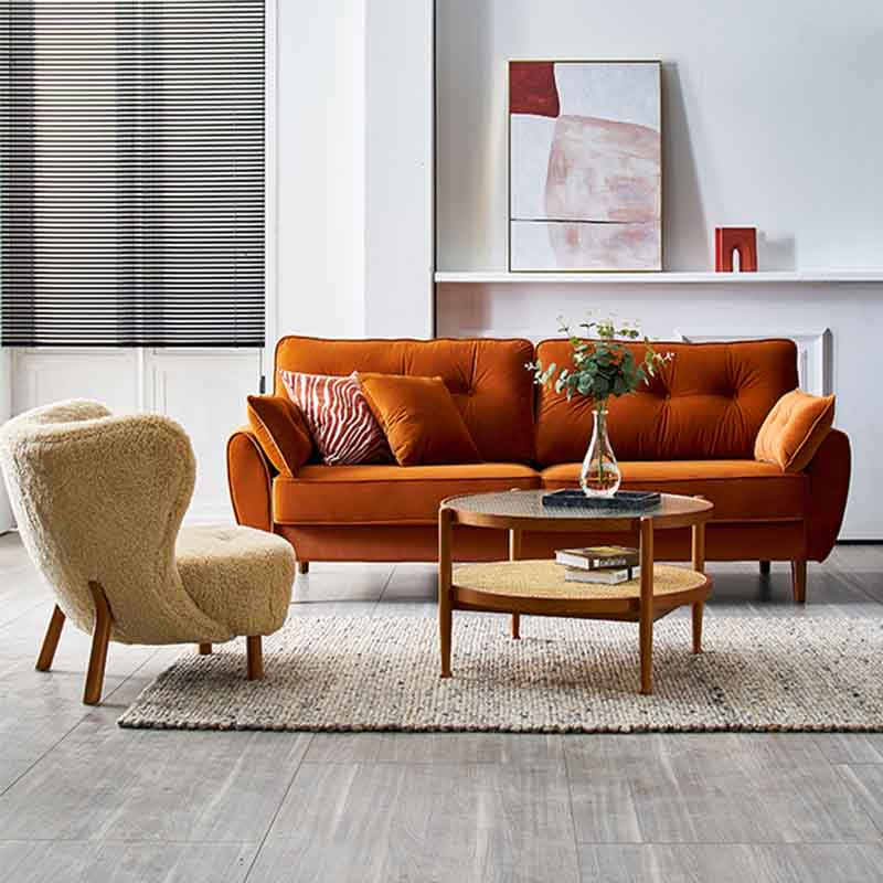 Tufted Back Flared Arm Contemporary Sofa for Living Room and Apartment Clearhalo 'furn' 'furn_sofas' 'Furniture' 'furniture_sofas' 'kitchen' 'kitchen_sofas' 'Living Room Furniture' 'Sofa' 'sofas' 4625755