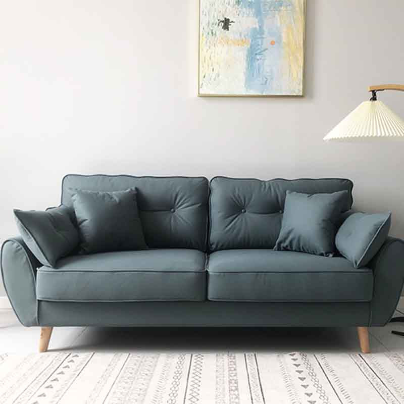 Tufted Back Flared Arm Contemporary Sofa for Living Room and Apartment Dark Blue-Gray Faux Leather Clearhalo 'furn' 'furn_sofas' 'Furniture' 'furniture_sofas' 'kitchen' 'kitchen_sofas' 'Living Room Furniture' 'Sofa' 'sofas' 4625763