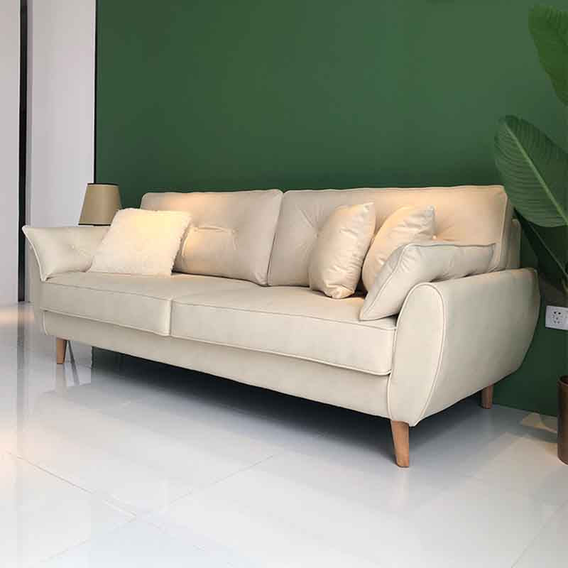 Tufted Back Flared Arm Contemporary Sofa for Living Room and Apartment 88.5"L x 35.5"W x 35.5"H Off-White Clearhalo 'furn' 'furn_sofas' 'Furniture' 'furniture_sofas' 'kitchen' 'kitchen_sofas' 'Living Room Furniture' 'Sofa' 'sofas' 4625764