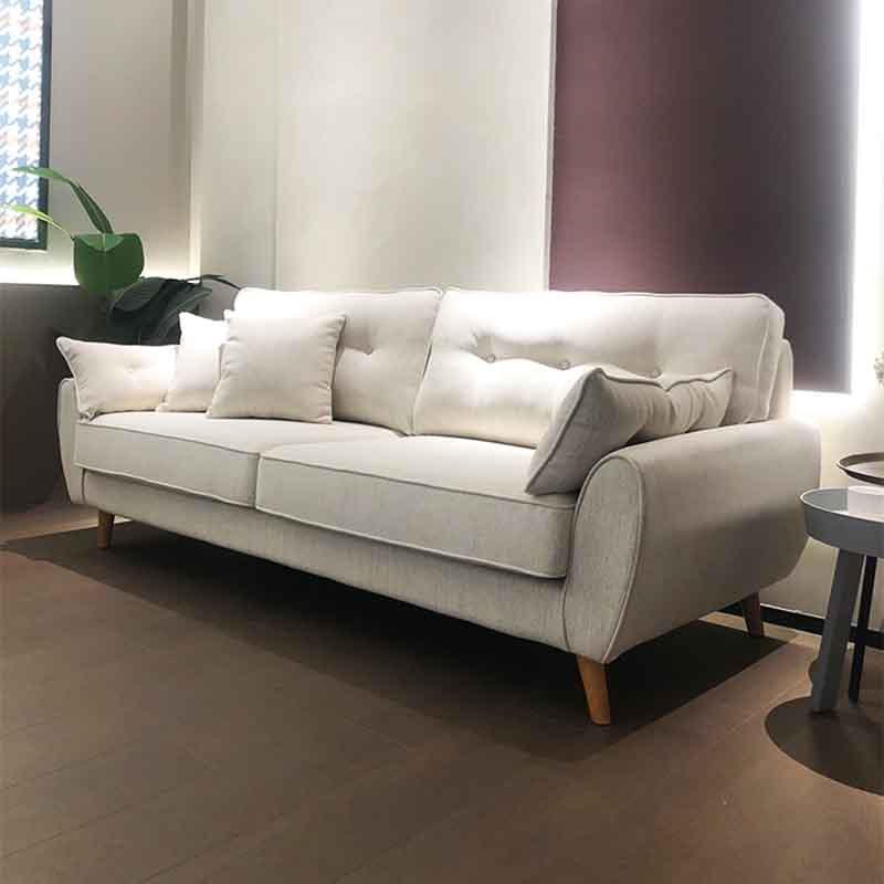Tufted Back Flared Arm Contemporary Sofa for Living Room and Apartment 98"L x 35.5"W x 35.5"H Off-White Linen Blend Clearhalo 'furn' 'furn_sofas' 'Furniture' 'furniture_sofas' 'kitchen' 'kitchen_sofas' 'Living Room Furniture' 'Sofa' 'sofas' 4625766
